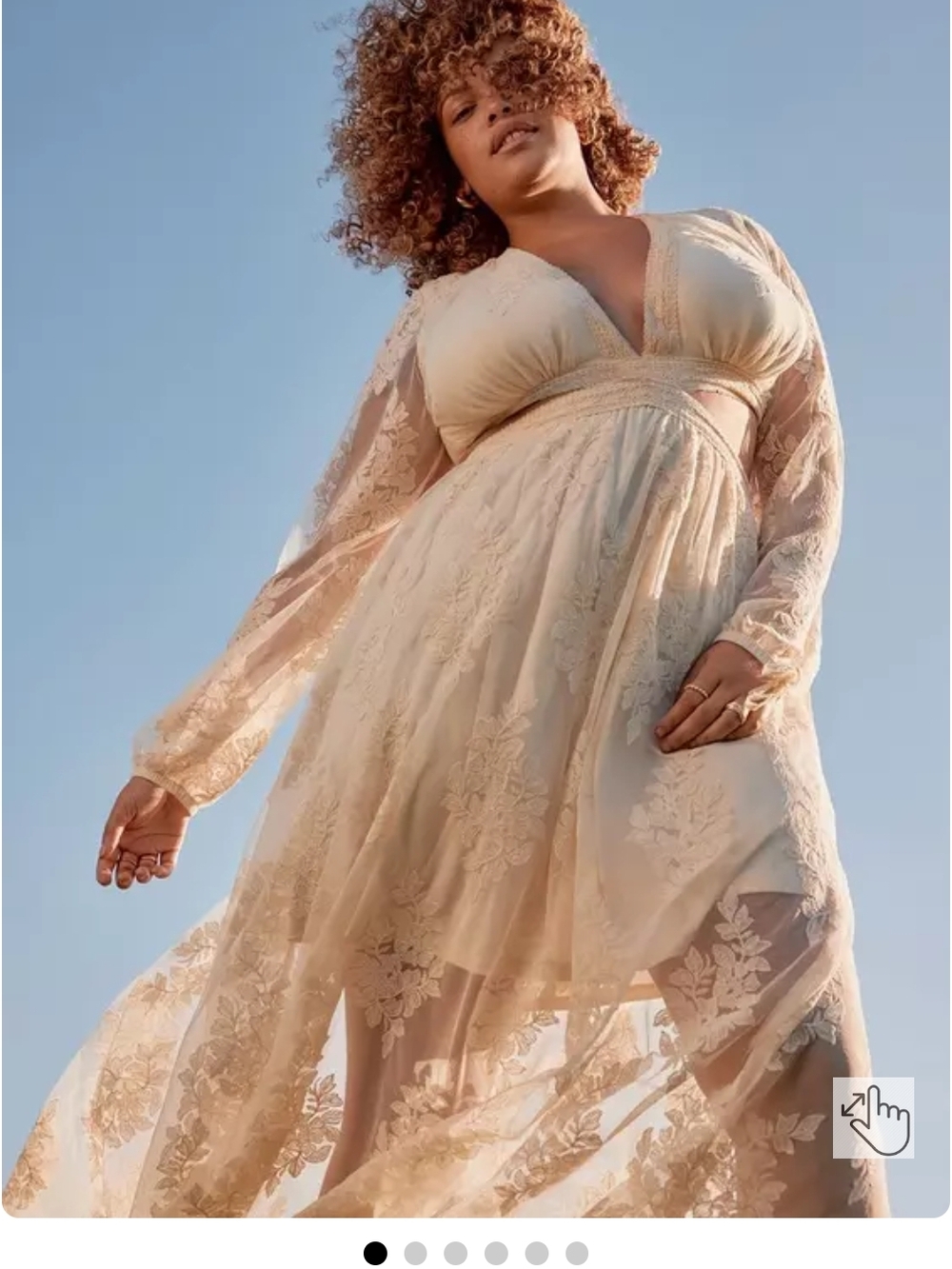 Lace Empire-Waist Maxi Dress in Cream